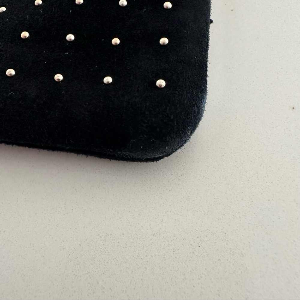 Clare V Studded Clutch Suede Pouch in Black with Gold - Picture 3 of 8